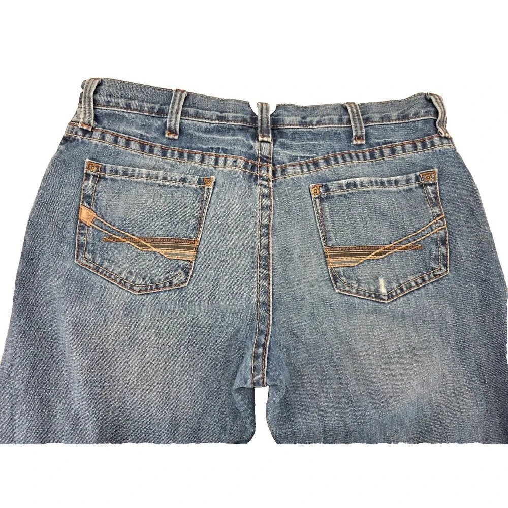 Ariat M4 Low Rise Bootcut Jeans Mens 36x 34 Medium Wash Distressed Cotton Denim